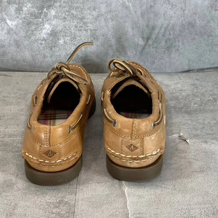 SPERRY Women's Sahara Leather A/O Slip-On Lace-Up Moc-Toe Boat Shoes SZ 8.5