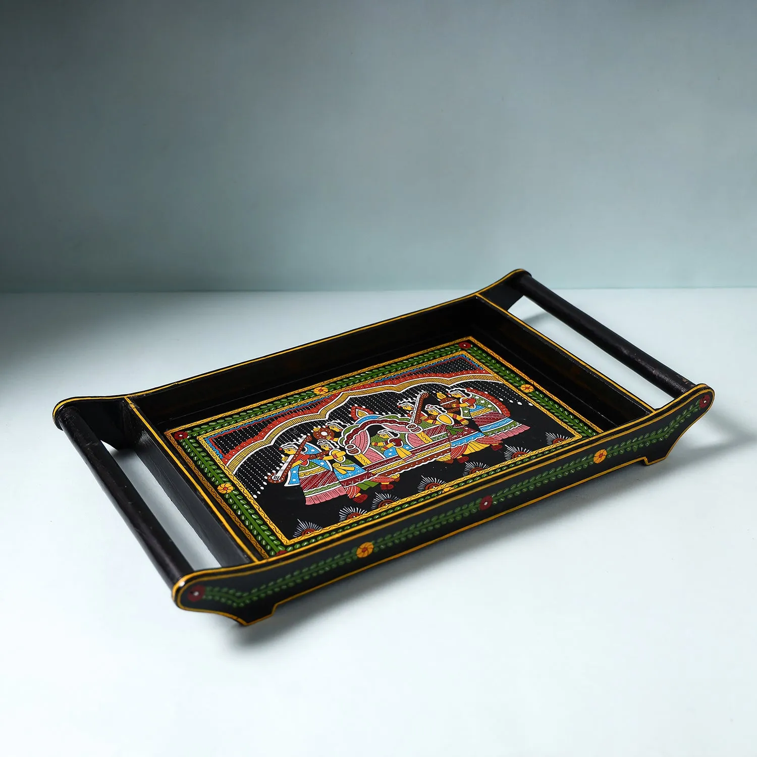Tikuli Art Handpainted Wooden Tray (Large)