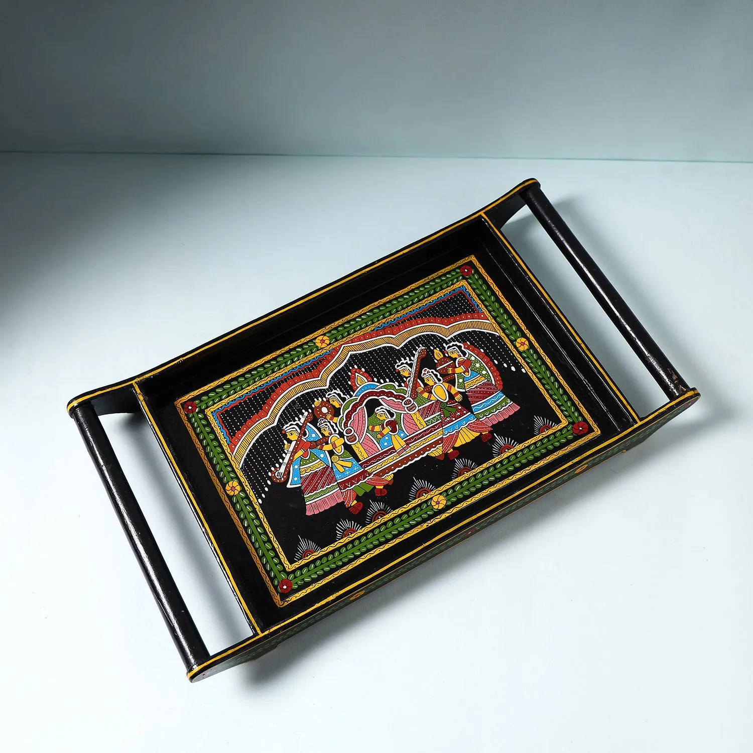 Tikuli Art Handpainted Wooden Tray (Large)
