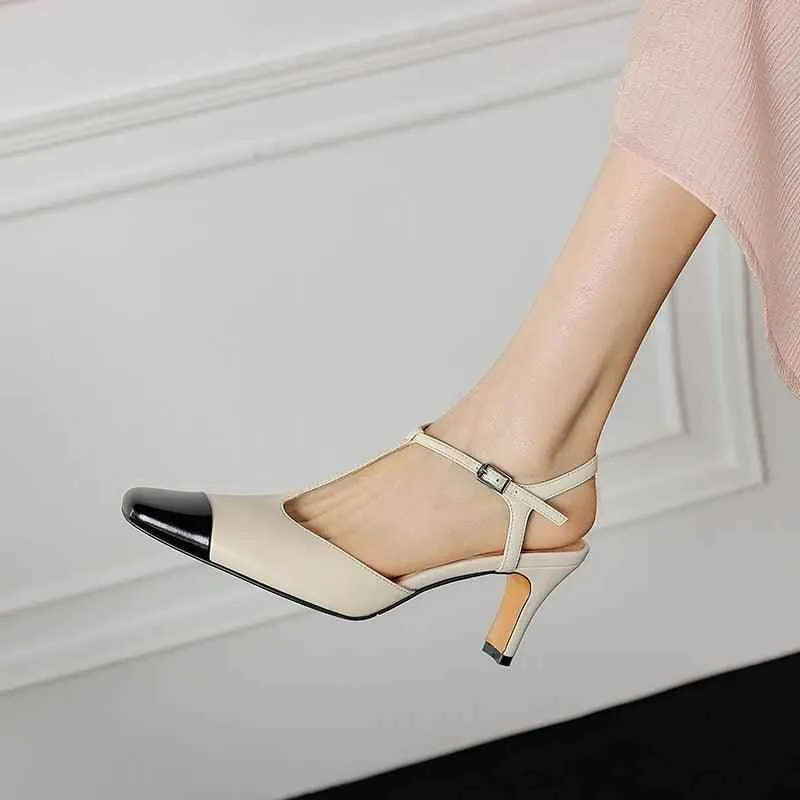 TSS100 Women's Casual Shoes - Leather High Heels - Open Sandals