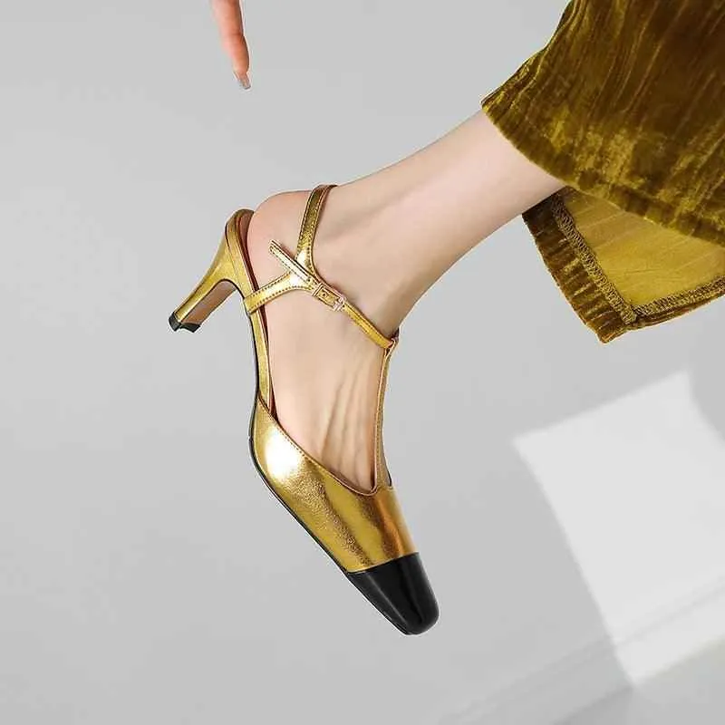 TSS100 Women's Casual Shoes - Leather High Heels - Open Sandals