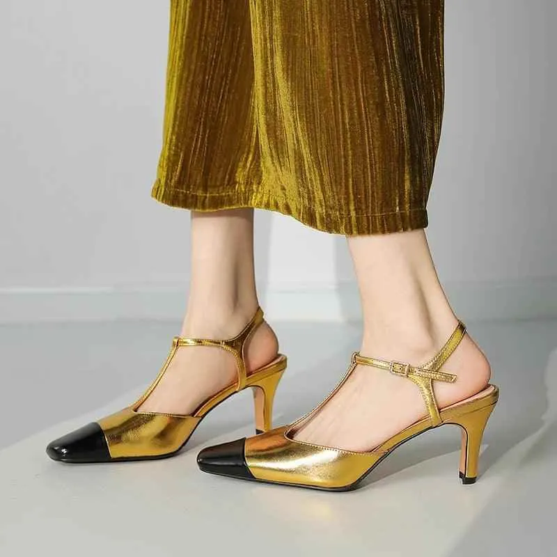 TSS100 Women's Casual Shoes - Leather High Heels - Open Sandals