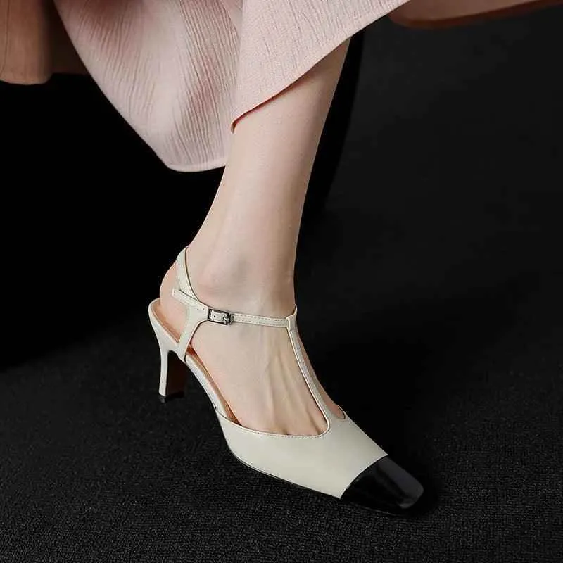 TSS100 Women's Casual Shoes - Leather High Heels - Open Sandals