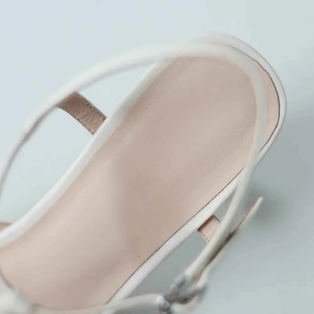 TSS100 Women's Casual Shoes - Leather High Heels - Open Sandals