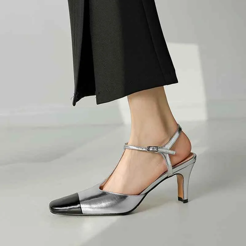 TSS100 Women's Casual Shoes - Leather High Heels - Open Sandals