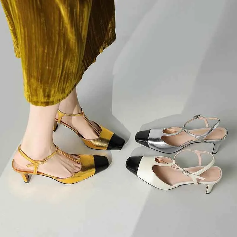 TSS100 Women's Casual Shoes - Leather High Heels - Open Sandals