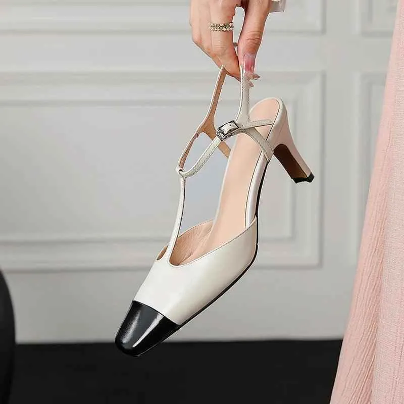 TSS100 Women's Casual Shoes - Leather High Heels - Open Sandals