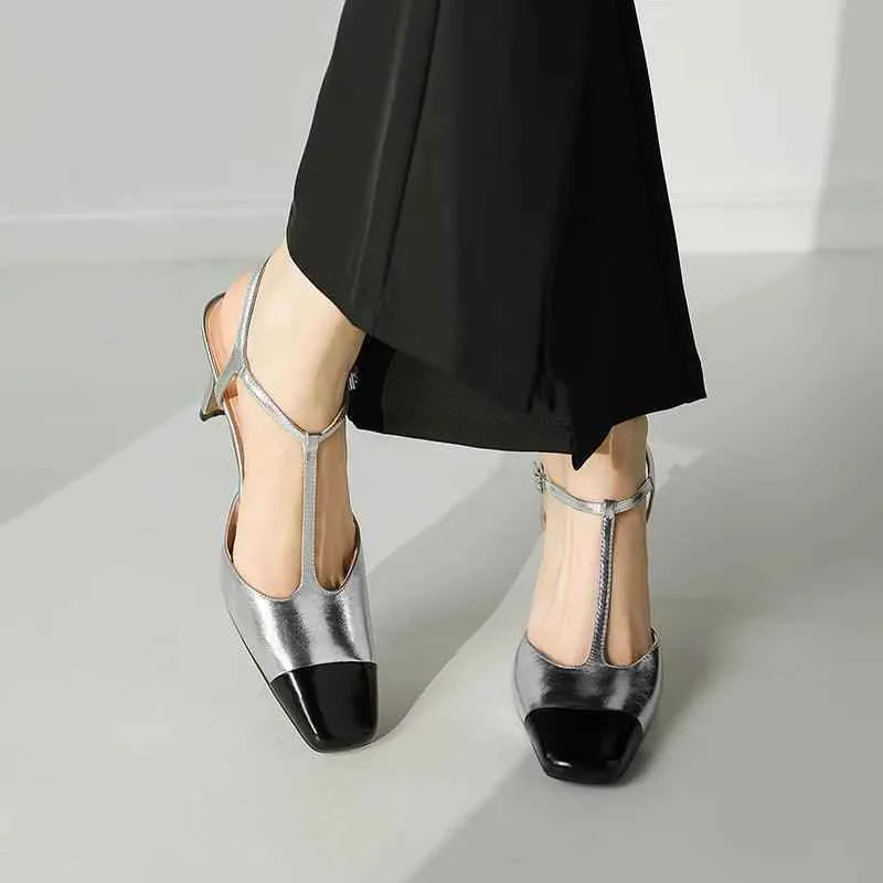 TSS100 Women's Casual Shoes - Leather High Heels - Open Sandals