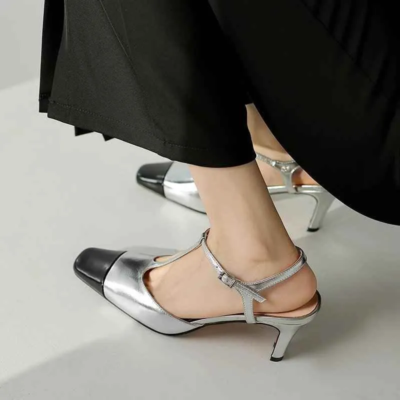 TSS100 Women's Casual Shoes - Leather High Heels - Open Sandals