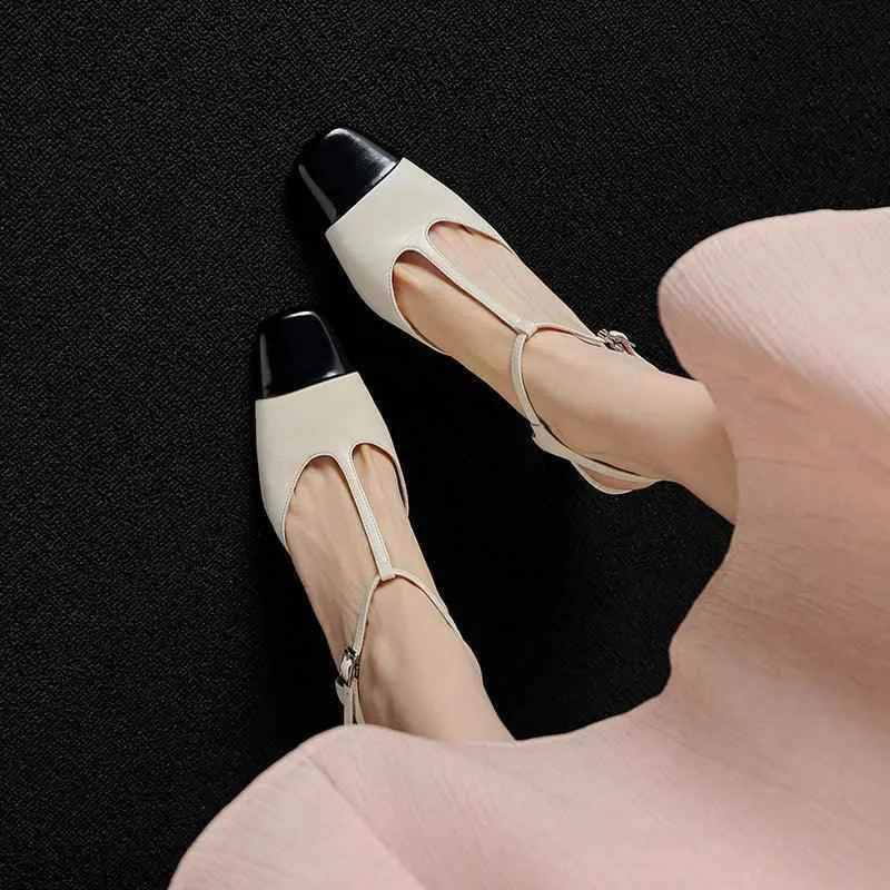 TSS100 Women's Casual Shoes - Leather High Heels - Open Sandals